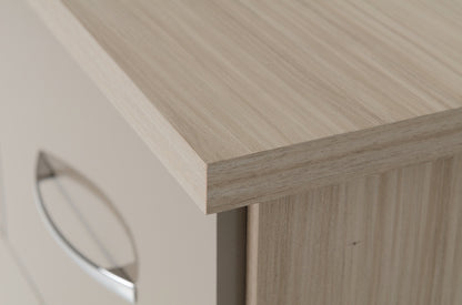 Nevada 3+2 Drawer Chest - Oyster Gloss/Light Oak Effect Veneer
