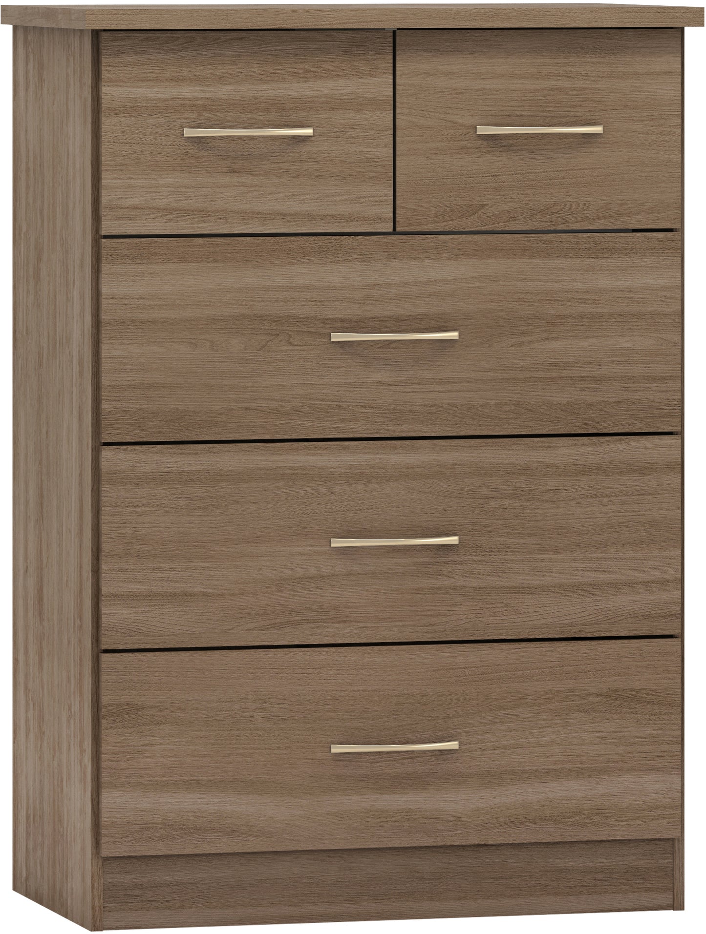 Nevada 3+2 Drawer Chest - Rustic Oak Effect