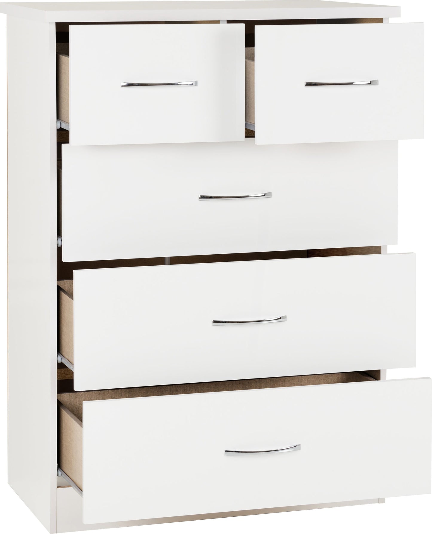 Nevada 3+2 Drawer Chest - White Gloss