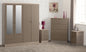 Nevada 4 Door 2 Drawer Wardrobe Bedroom Set - Oyster Gloss/Light Oak Effect Veneer