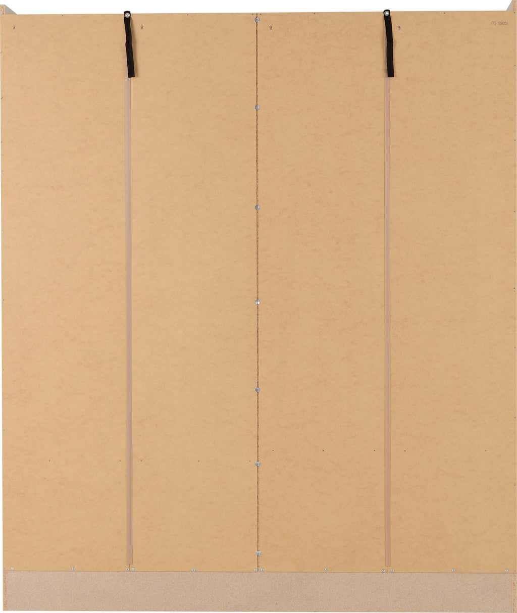 Nevada 4 Door 2 Drawer Wardrobe - Grey Gloss/Light Oak Effect Veneer