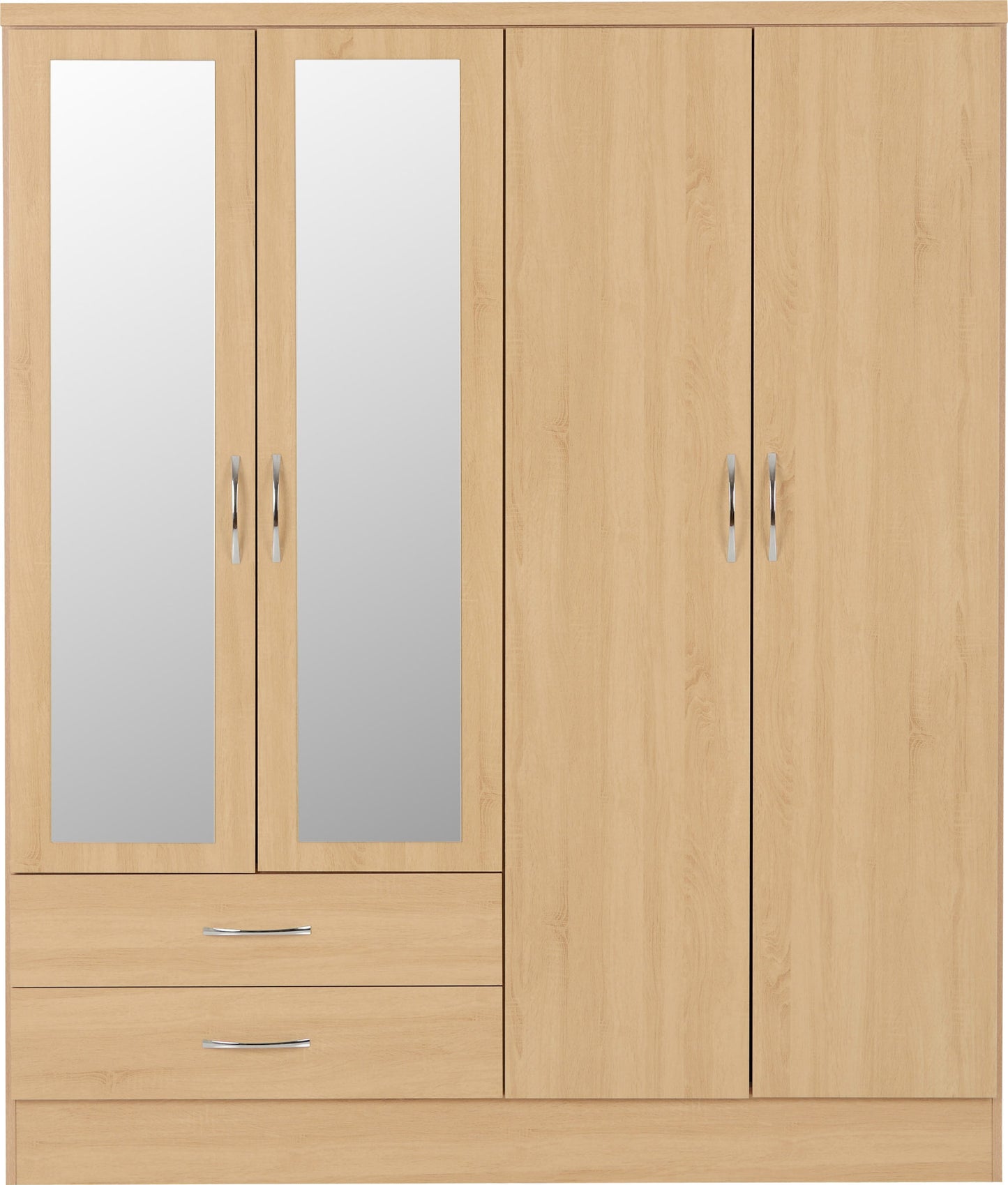 Nevada 4 Door 2 Drawer Wardrobe - Sonoma Oak Effect