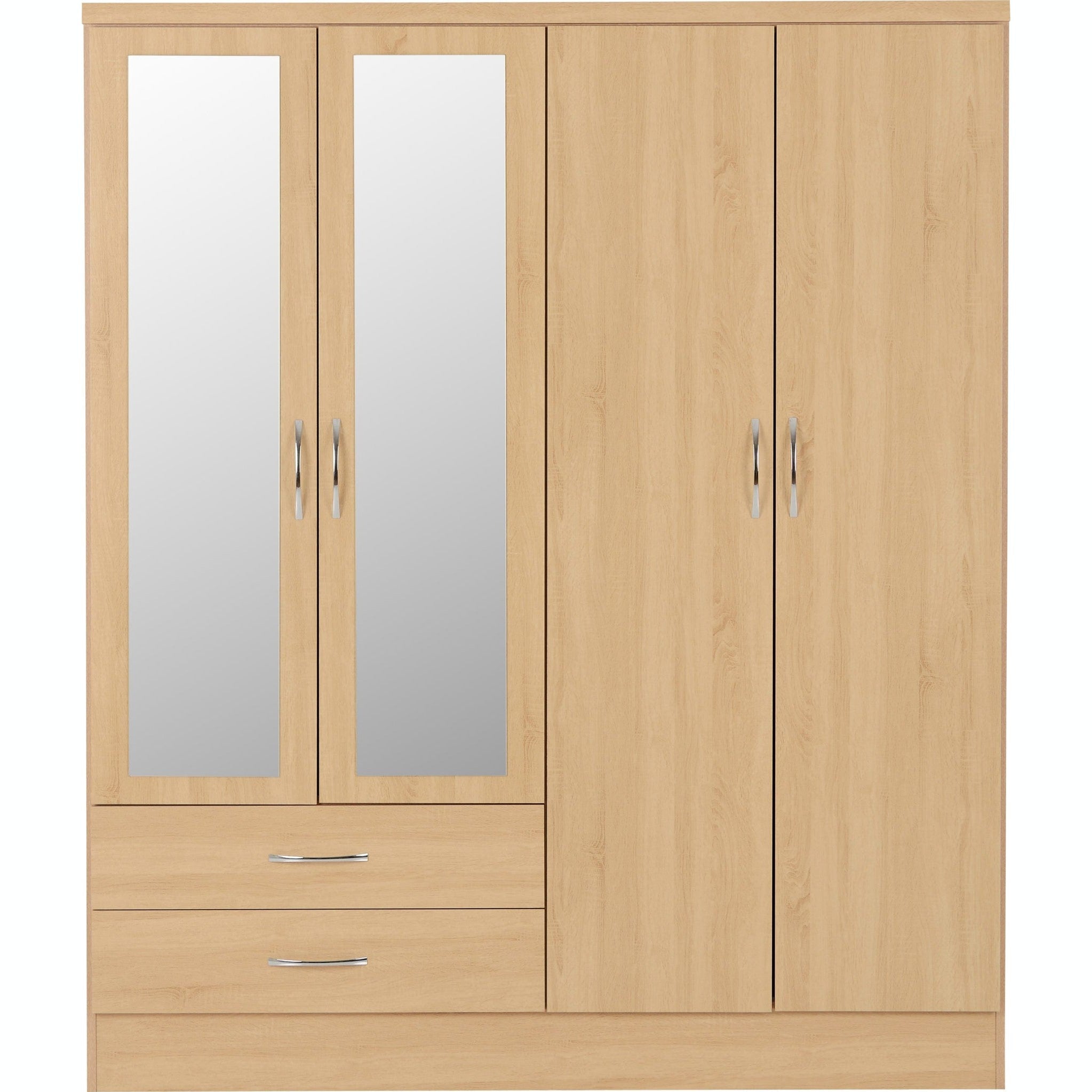 Nevada 4 Door 2 Drawer Wardrobe - Sonoma Oak Effect