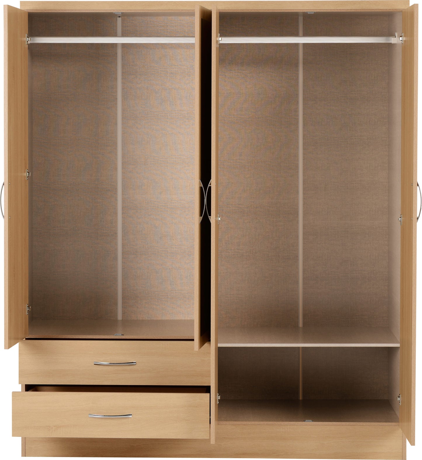 Nevada 4 Door 2 Drawer Wardrobe - Sonoma Oak Effect