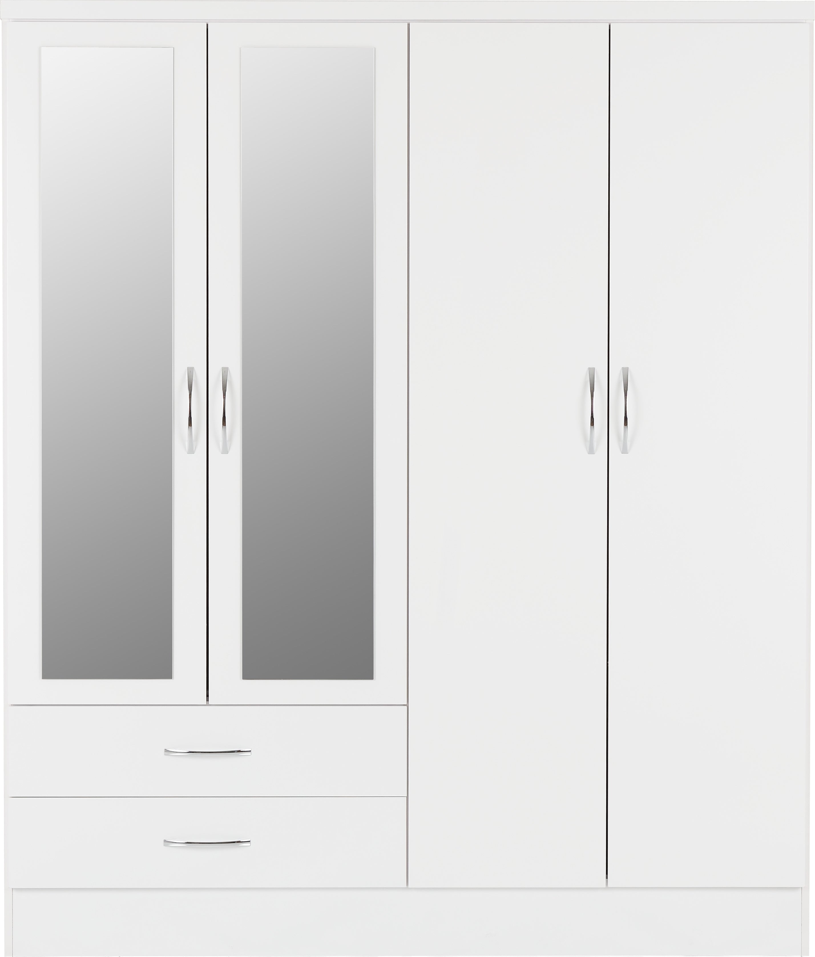 Nevada 4 Door 2 Drawer Wardrobe - White Gloss