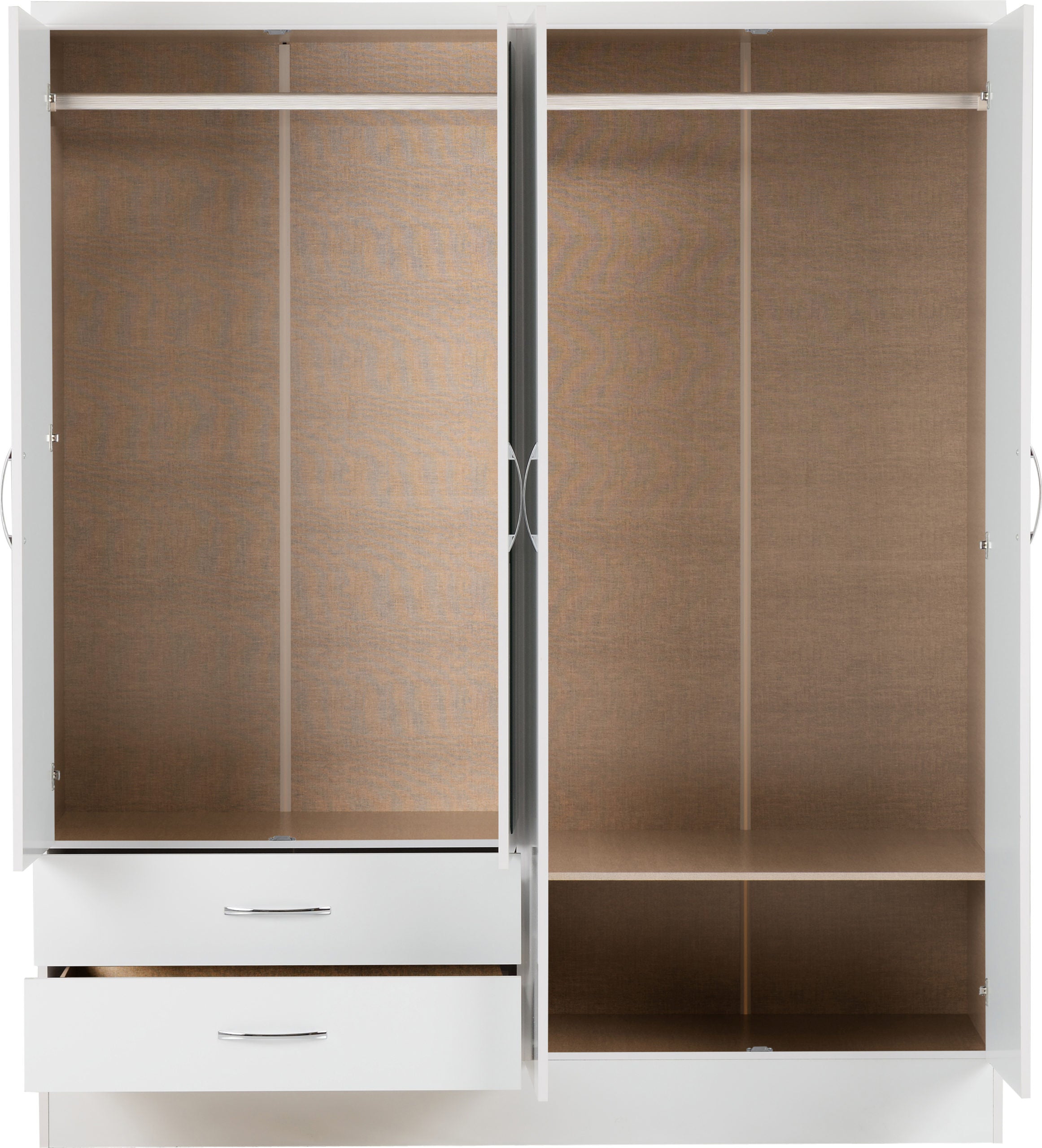 Nevada 4 Door 2 Drawer Wardrobe - White Gloss