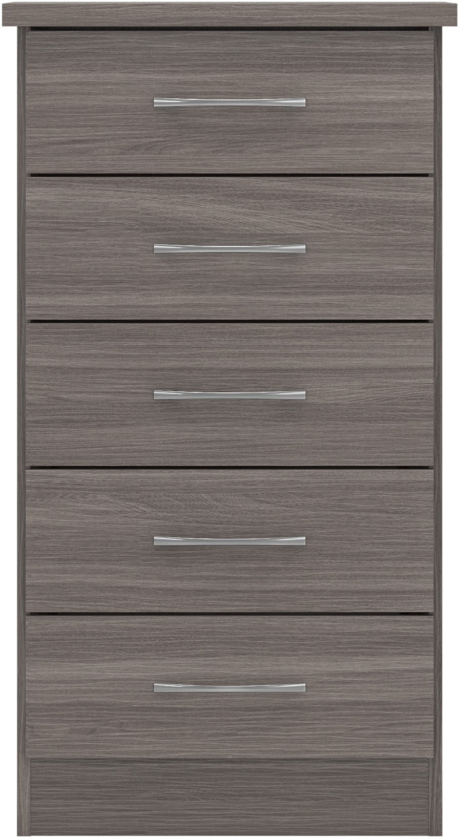 Nevada 5 Drawer Narrow Chest - Black Wood Grain