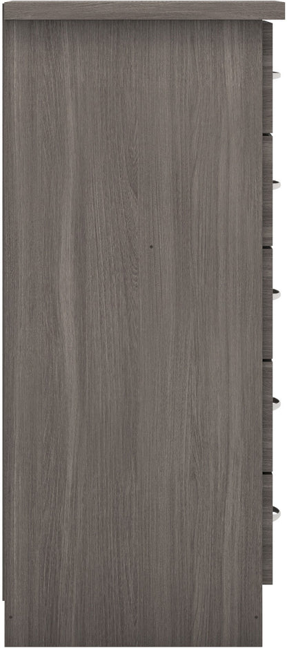 Nevada 5 Drawer Narrow Chest - Black Wood Grain