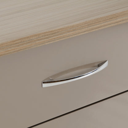 Nevada 5 Drawer Narrow Chest - Oyster Gloss/Light Oak Effect Veneer