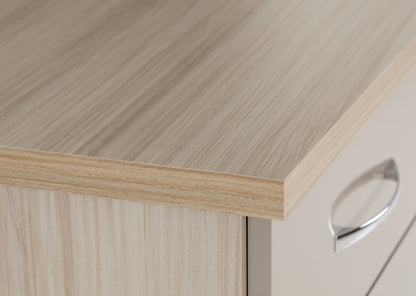 Nevada 5 Drawer Narrow Chest - Oyster Gloss/Light Oak Effect Veneer