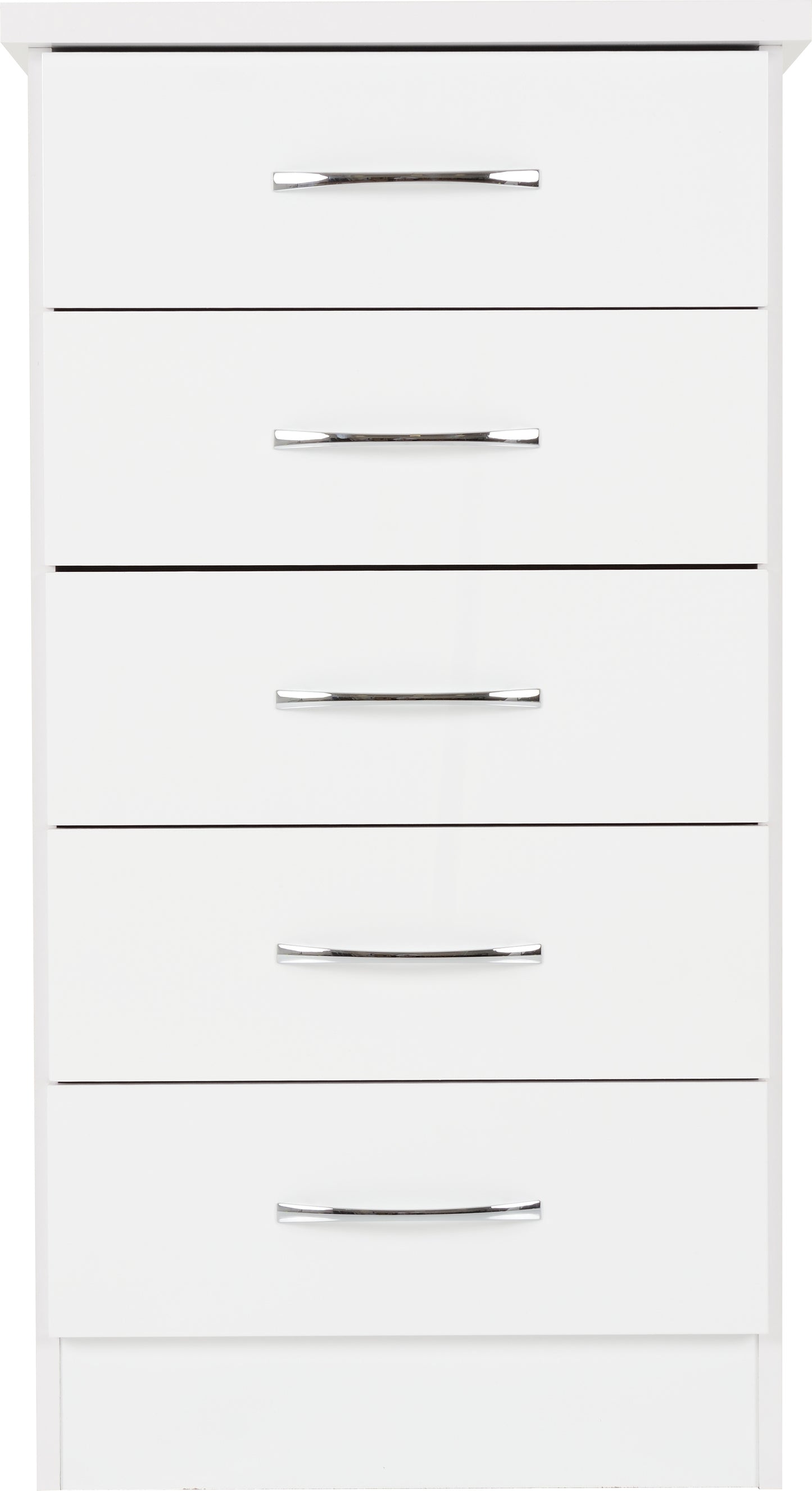 Nevada 5 Drawer Narrow Chest - White Gloss
