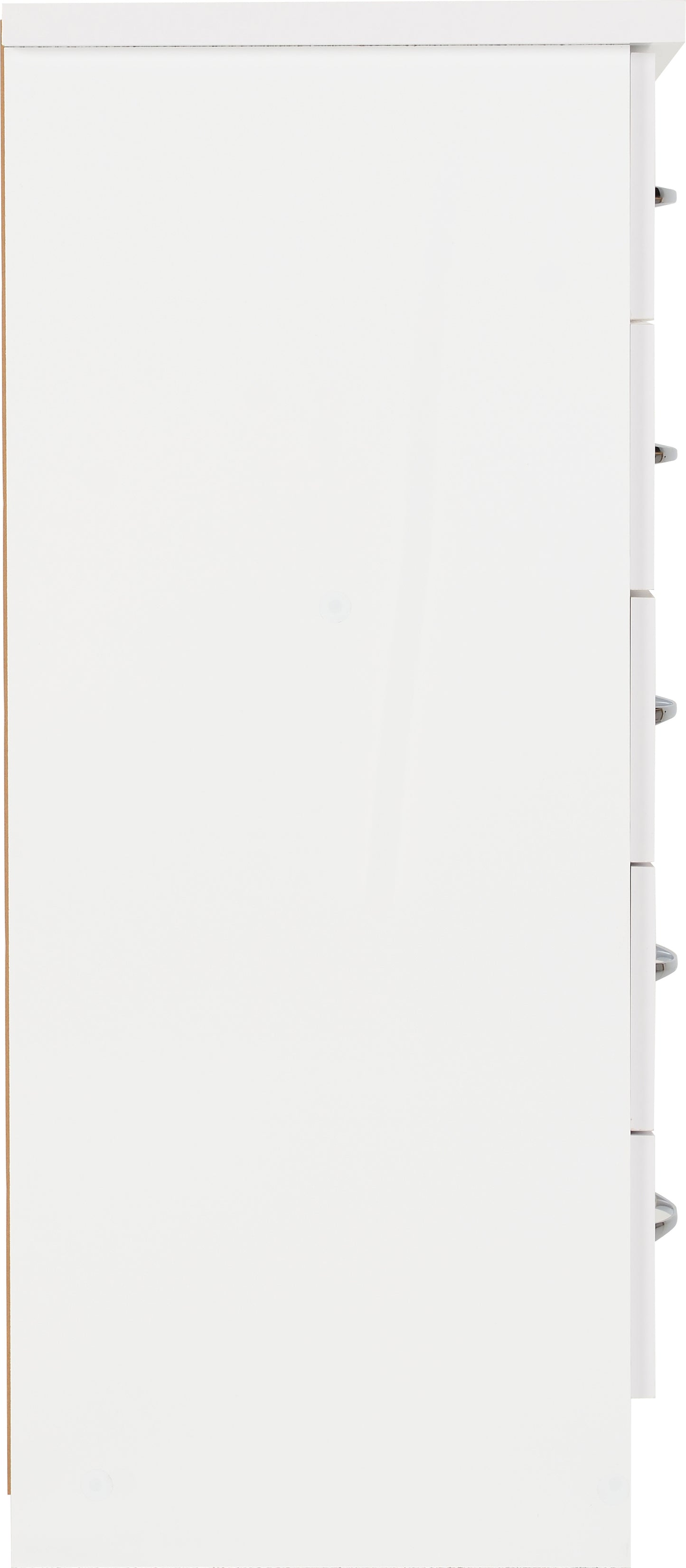 Nevada 5 Drawer Narrow Chest - White Gloss