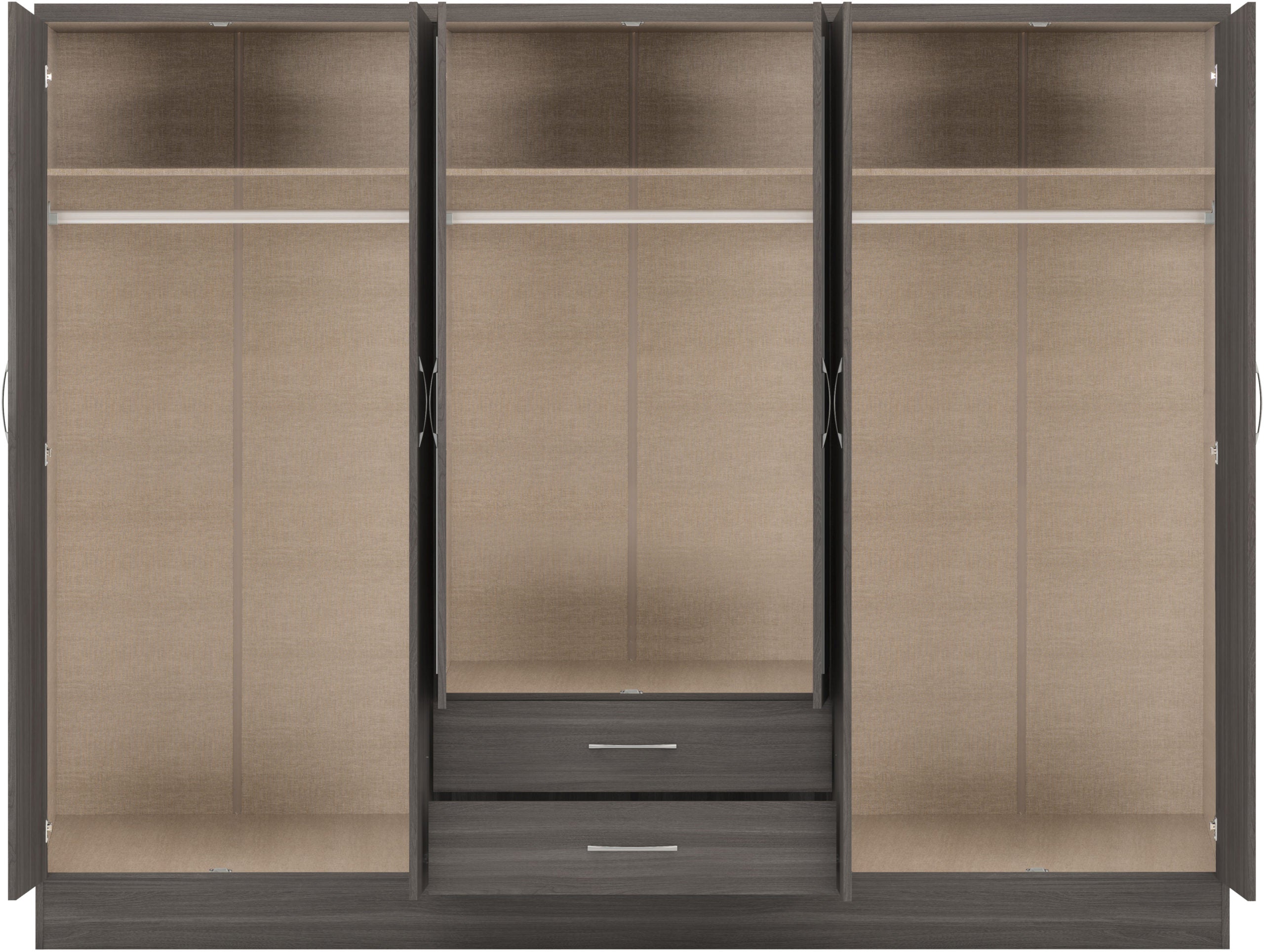 Nevada 6 Door 2 Drawer Wardrobe - Black Wood Grain