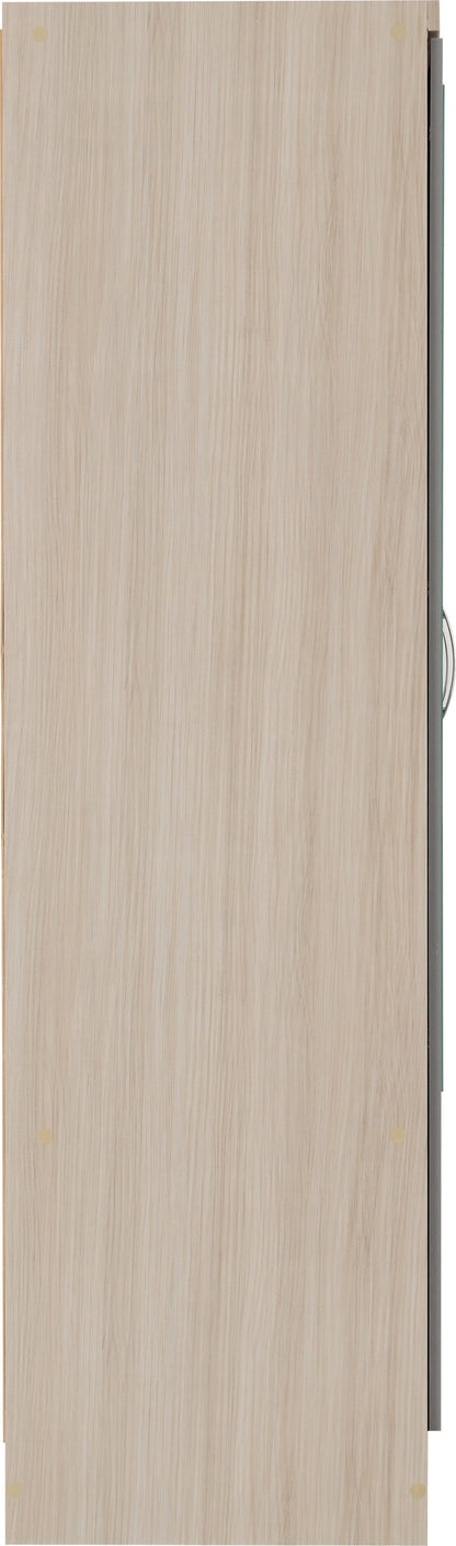 Nevada 6 Door 2 Drawer Wardrobe - Grey Gloss/Light Oak Effect Veneer