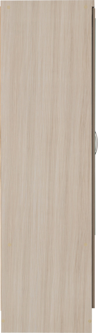 Nevada 6 Door 2 Drawer Wardrobe - Oyster Gloss/Light Oak Effect Veneer