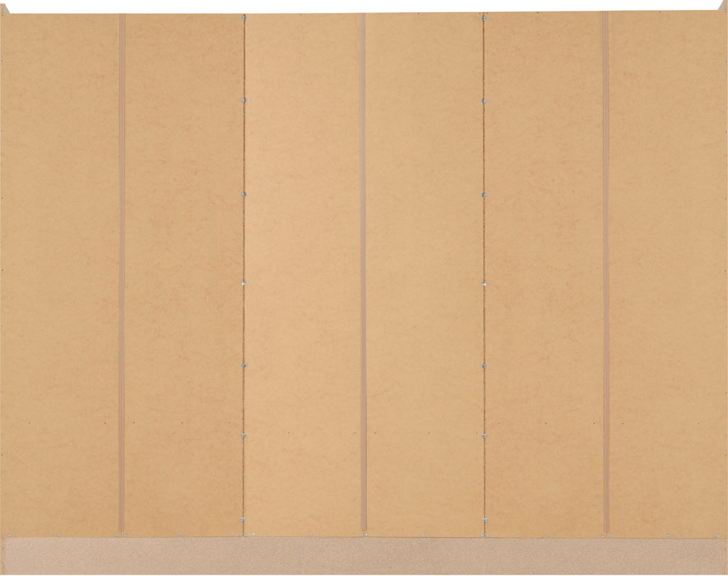 Nevada 6 Door 2 Drawer Wardrobe - Oyster Gloss/Light Oak Effect Veneer