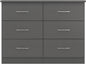 Nevada 6 Drawer Chest - 3D Effect Grey