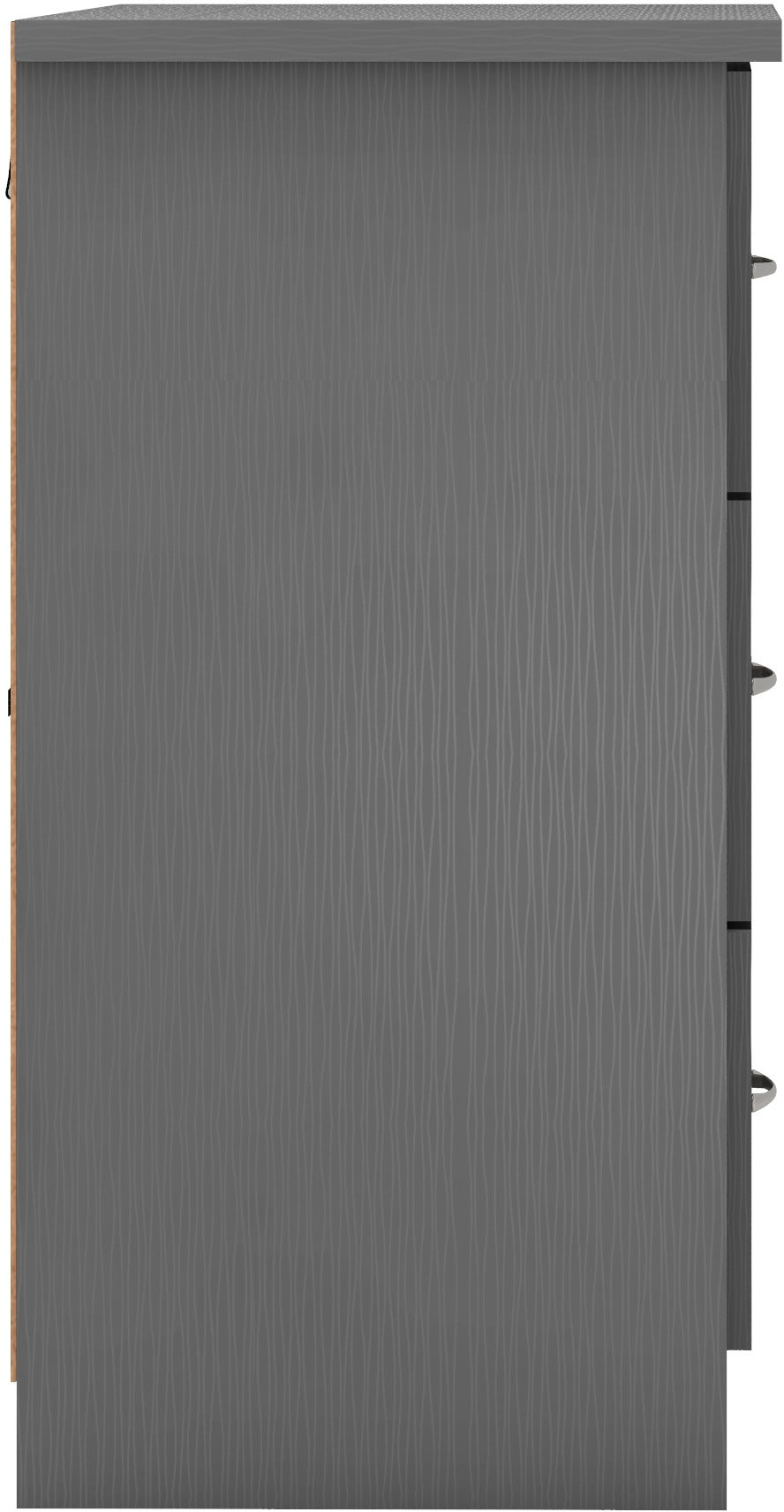 Nevada 6 Drawer Chest - 3D Effect Grey