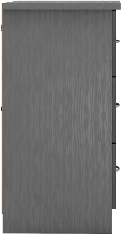 Nevada 6 Drawer Chest - 3D Effect Grey