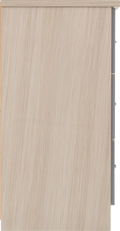 Nevada 6 Drawer Chest - Grey Gloss/Light Oak Effect Veneer