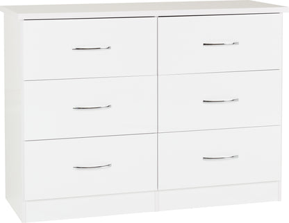 Nevada 6 Drawer Chest - White Gloss
