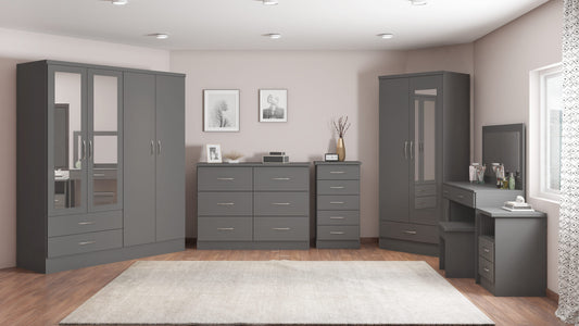 Nevada Mirrored 2 Door Wardrobe - 3D Effect Grey