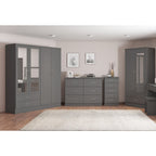 Nevada 3 Door 2 Drawer Wardrobe - 3D Effect Grey
