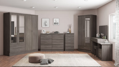 Nevada 3 Door 2 Drawer Wardrobe - Black Wood Grain