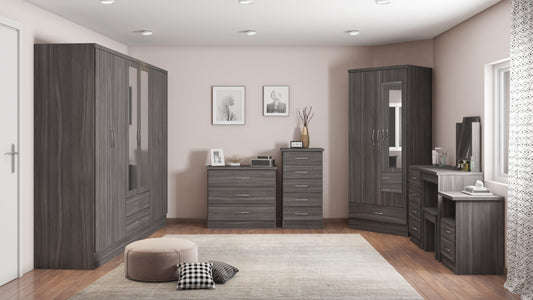 Nevada 6 Door 2 Drawer Wardrobe - Black Wood Grain