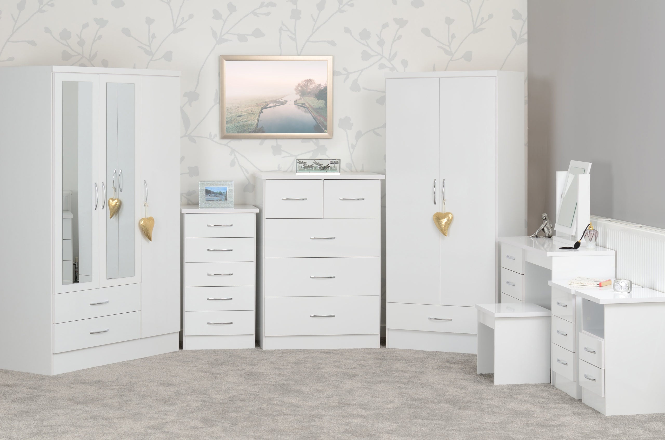 Nevada 2 Drawer Bedside - White Gloss