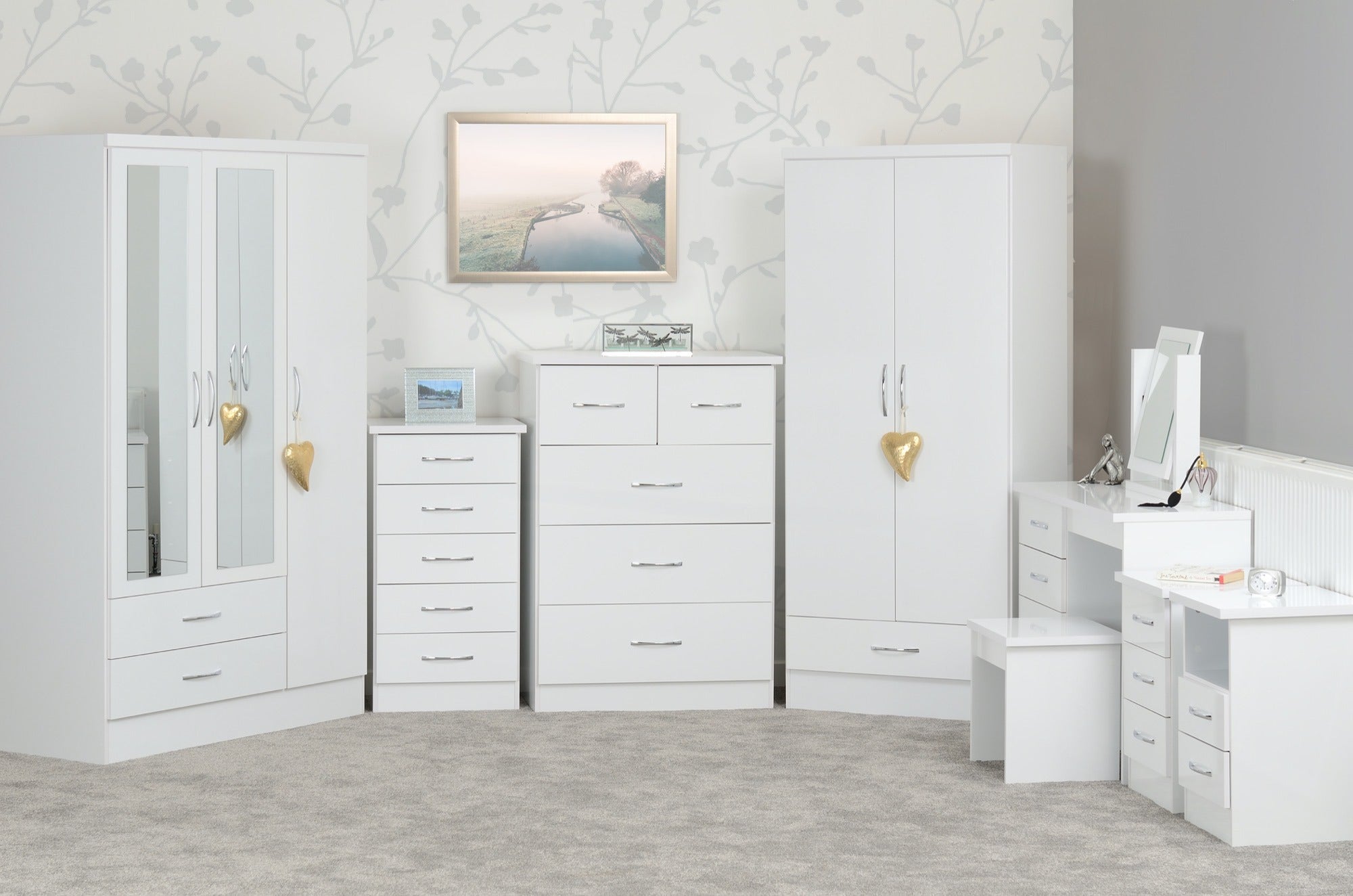 Nevada 4 Door 2 Drawer Wardrobe - White Gloss