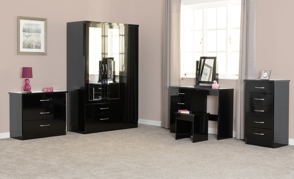 Nevada Dressing Table Set - Black Gloss