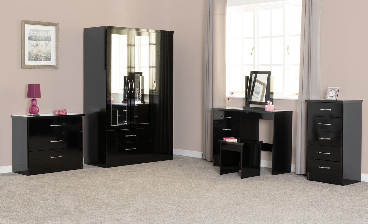 Nevada Dressing Table Set - Black Gloss