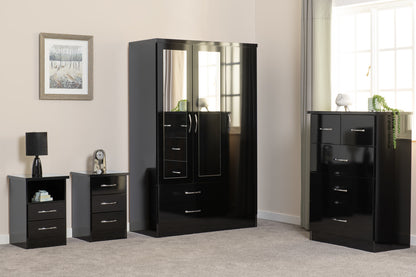 Nevada 3+2 Drawer Chest - Black Gloss
