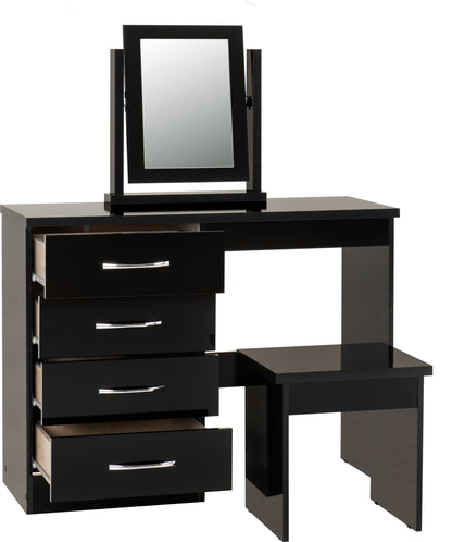 Nevada Dressing Table Set - Black Gloss