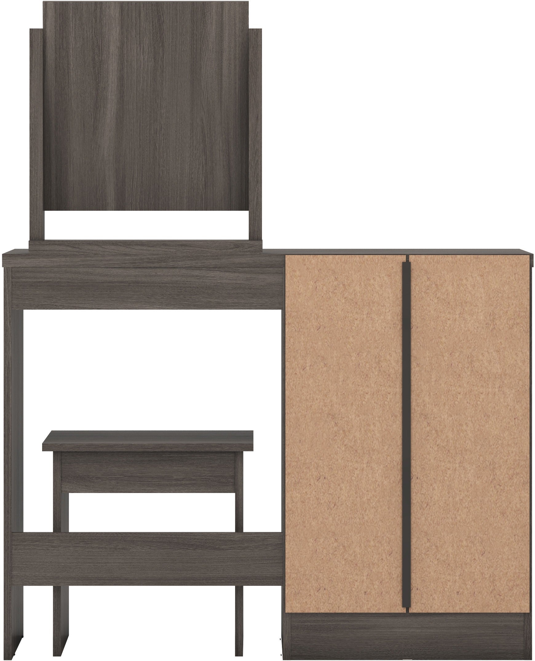 Nevada Dressing Table Set - Black Wood Grain