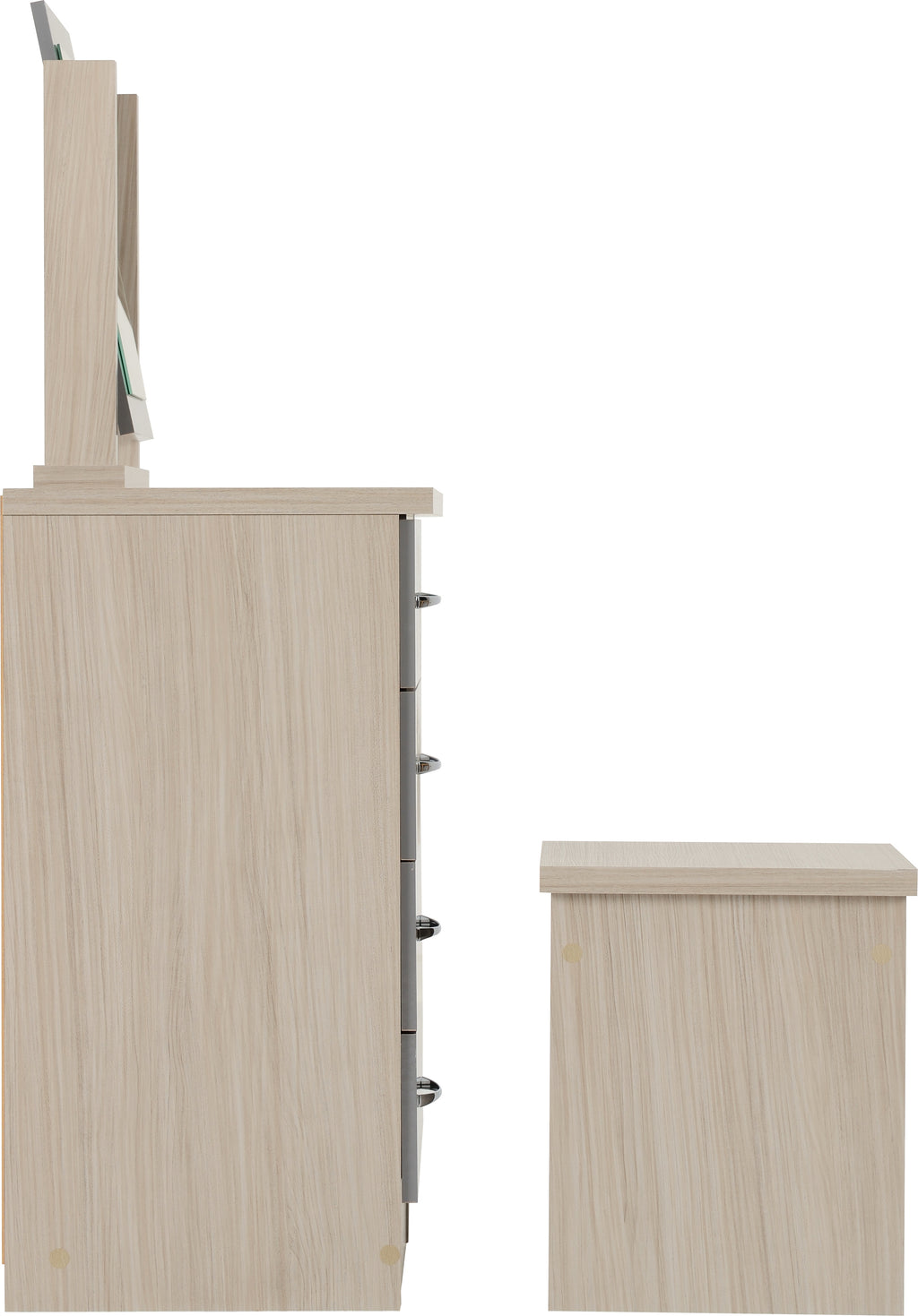 Nevada Dressing Table Set - Grey Gloss/Light Oak Effect Veneer