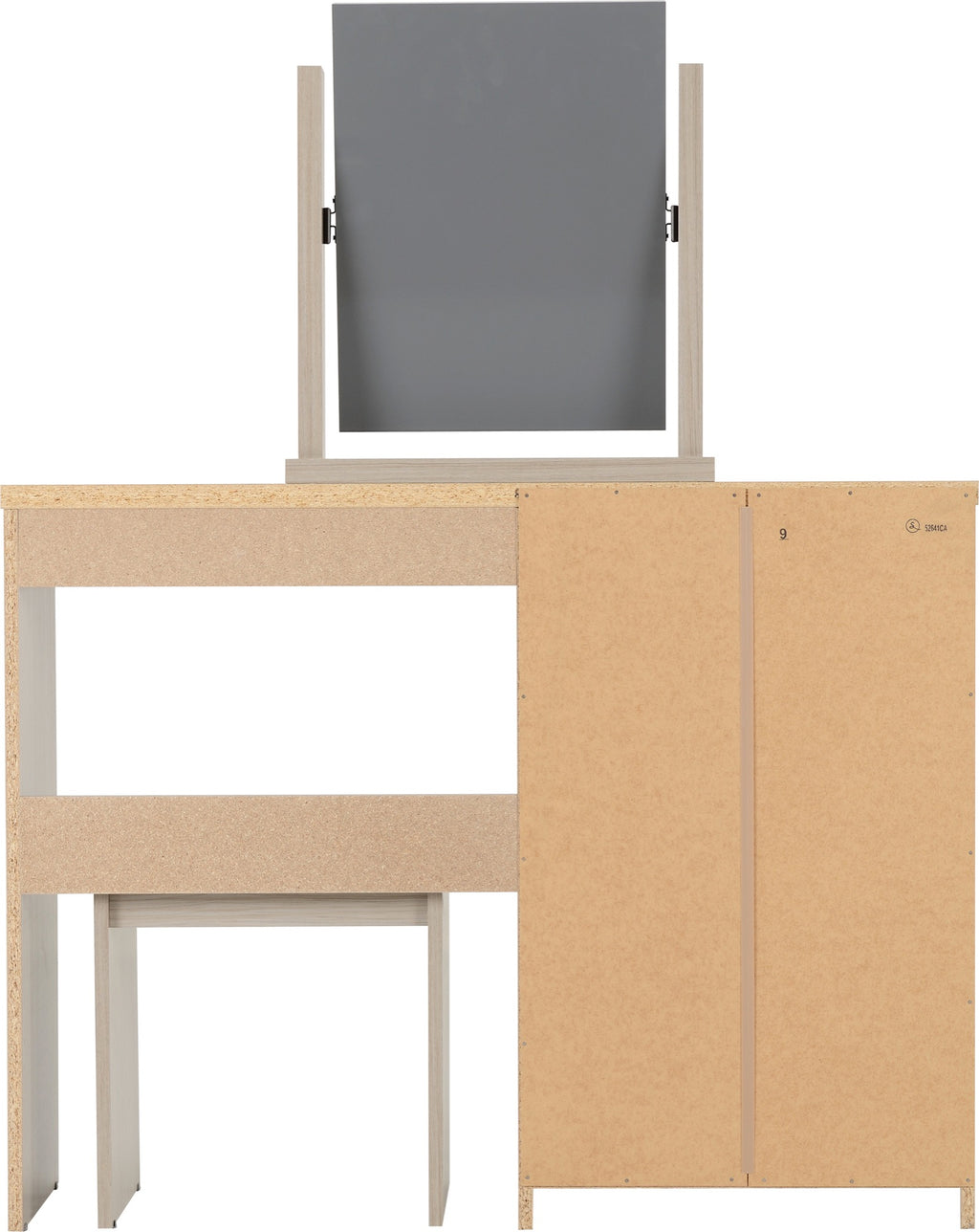 Nevada Dressing Table Set - Grey Gloss/Light Oak Effect Veneer