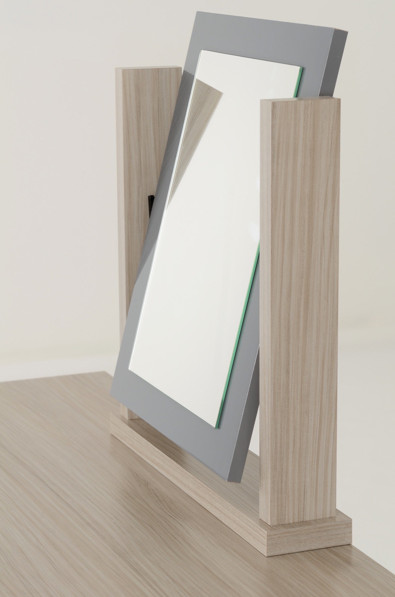 Nevada Dressing Table Set - Grey Gloss/Light Oak Effect Veneer