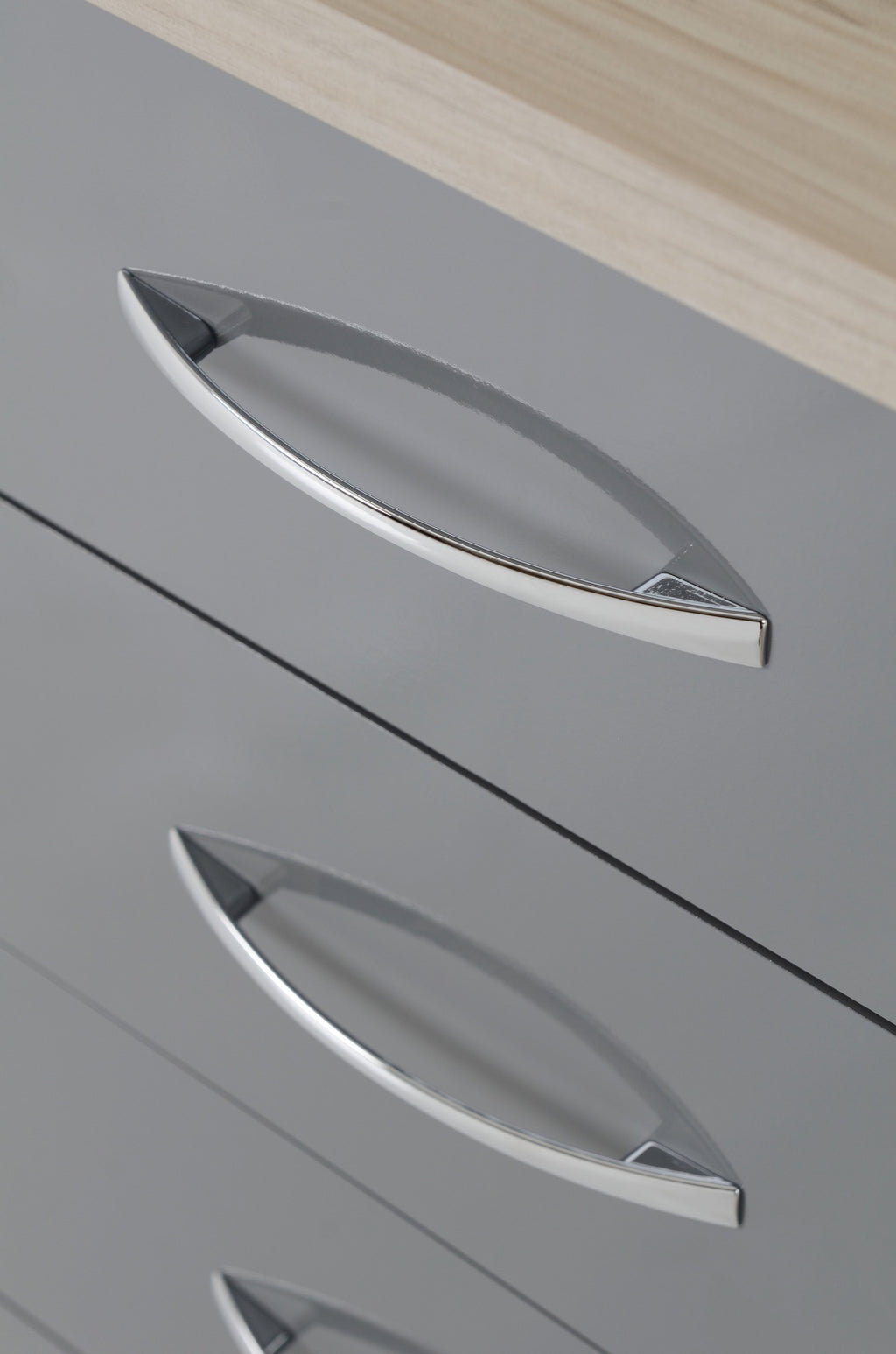 Nevada Dressing Table Set - Grey Gloss/Light Oak Effect Veneer