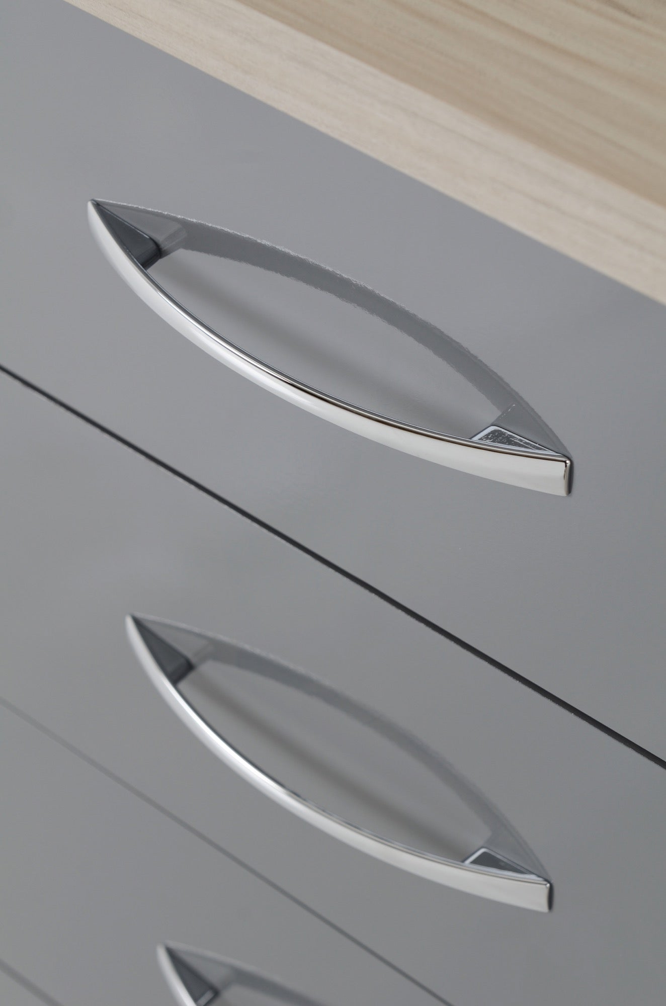 Nevada Dressing Table Set - Grey Gloss/Light Oak Effect Veneer