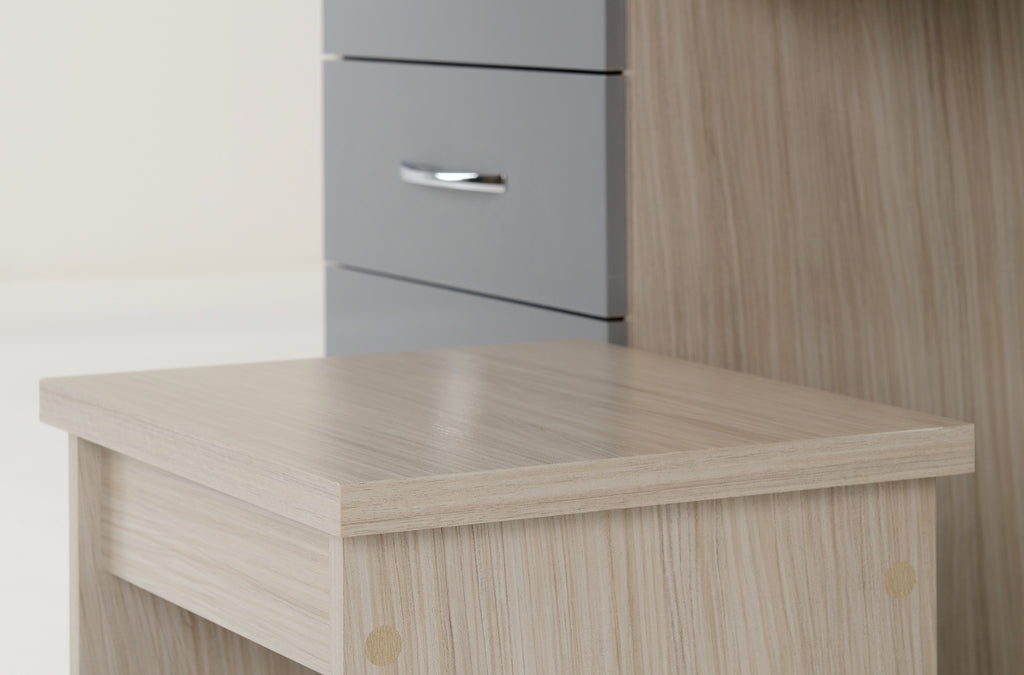 Nevada Dressing Table Set - Grey Gloss/Light Oak Effect Veneer