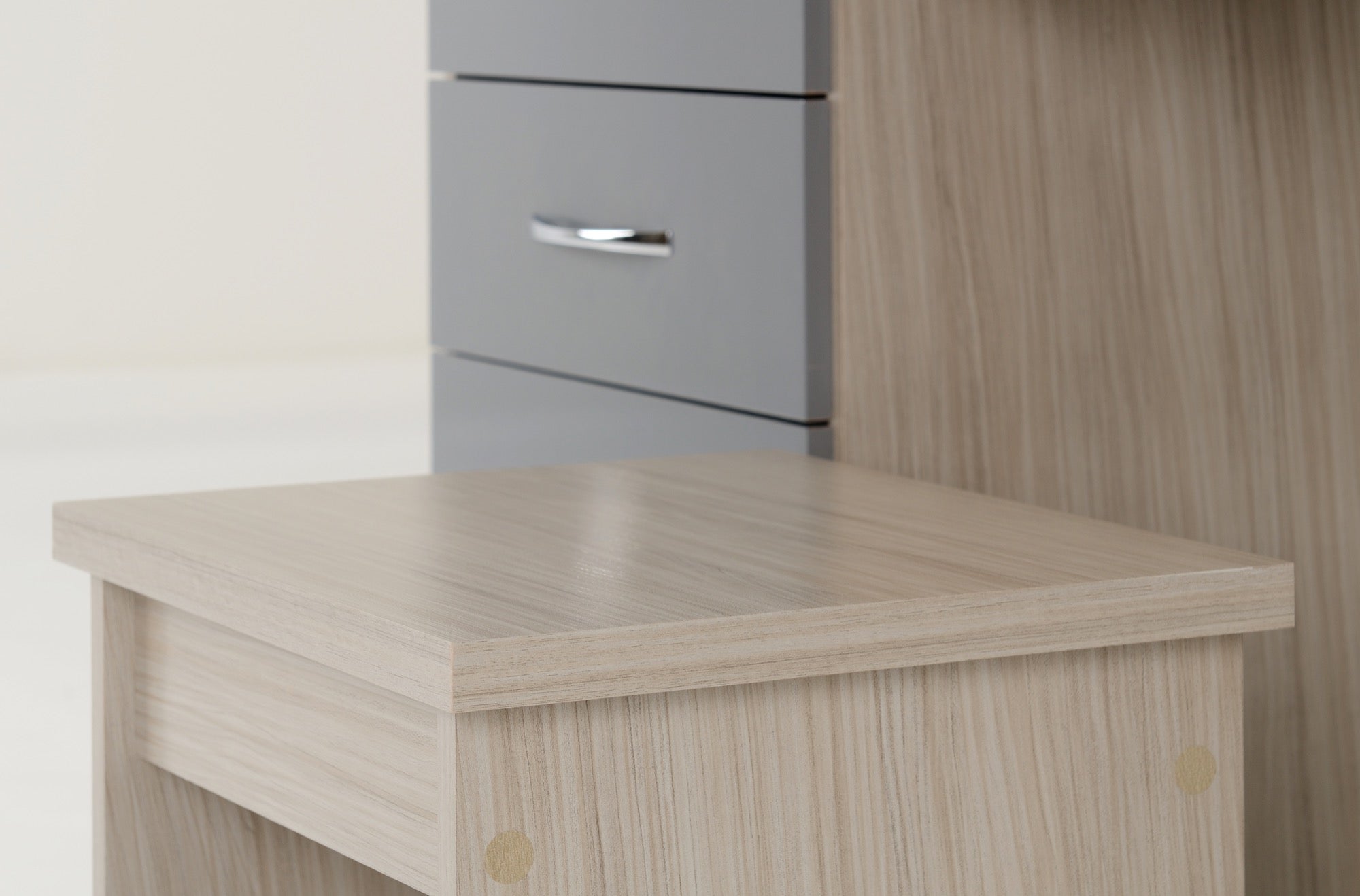 Nevada Dressing Table Set - Grey Gloss/Light Oak Effect Veneer