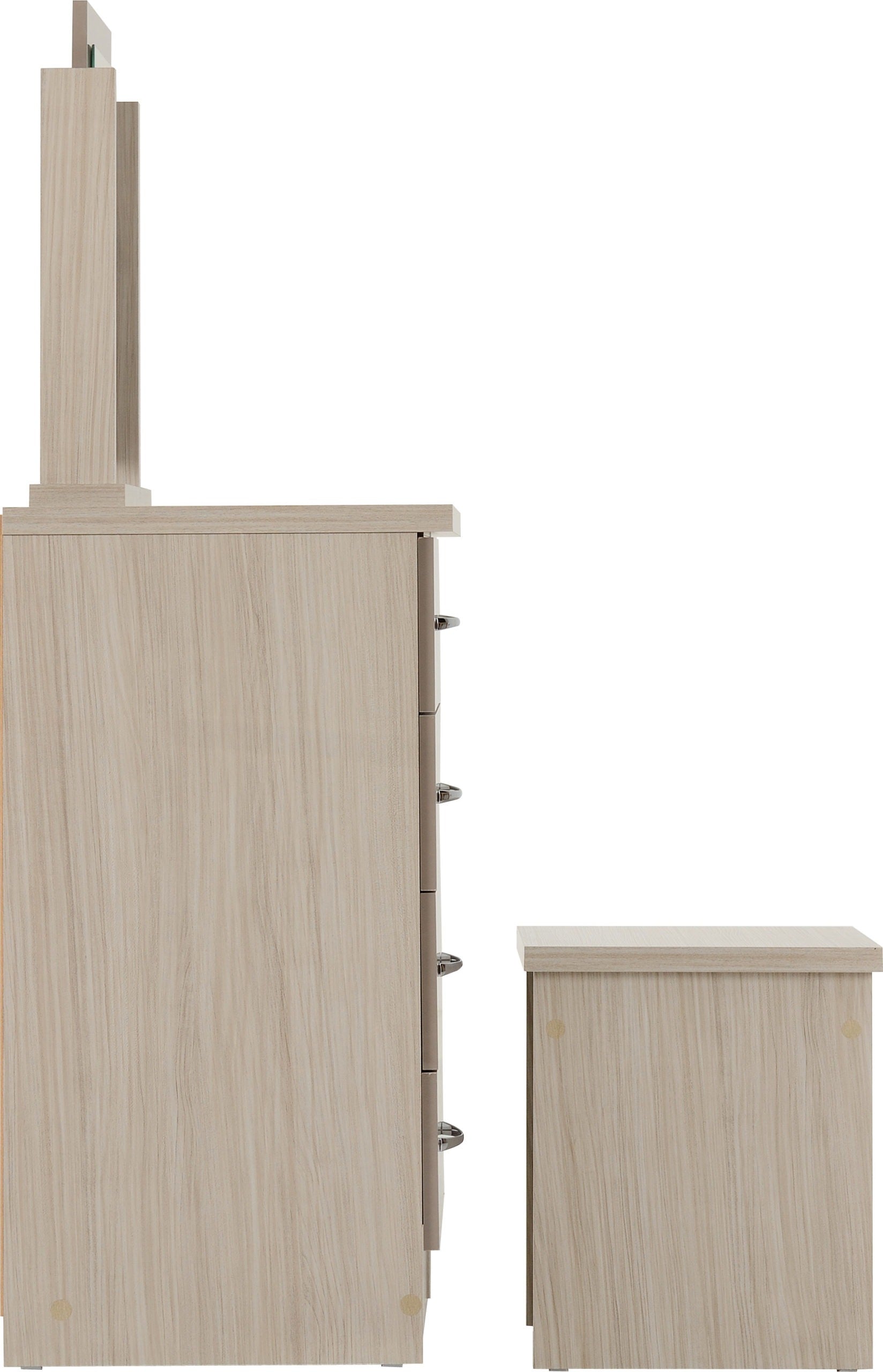 Nevada Dressing Table Set - Oyster Gloss/Light Oak Effect Veneer