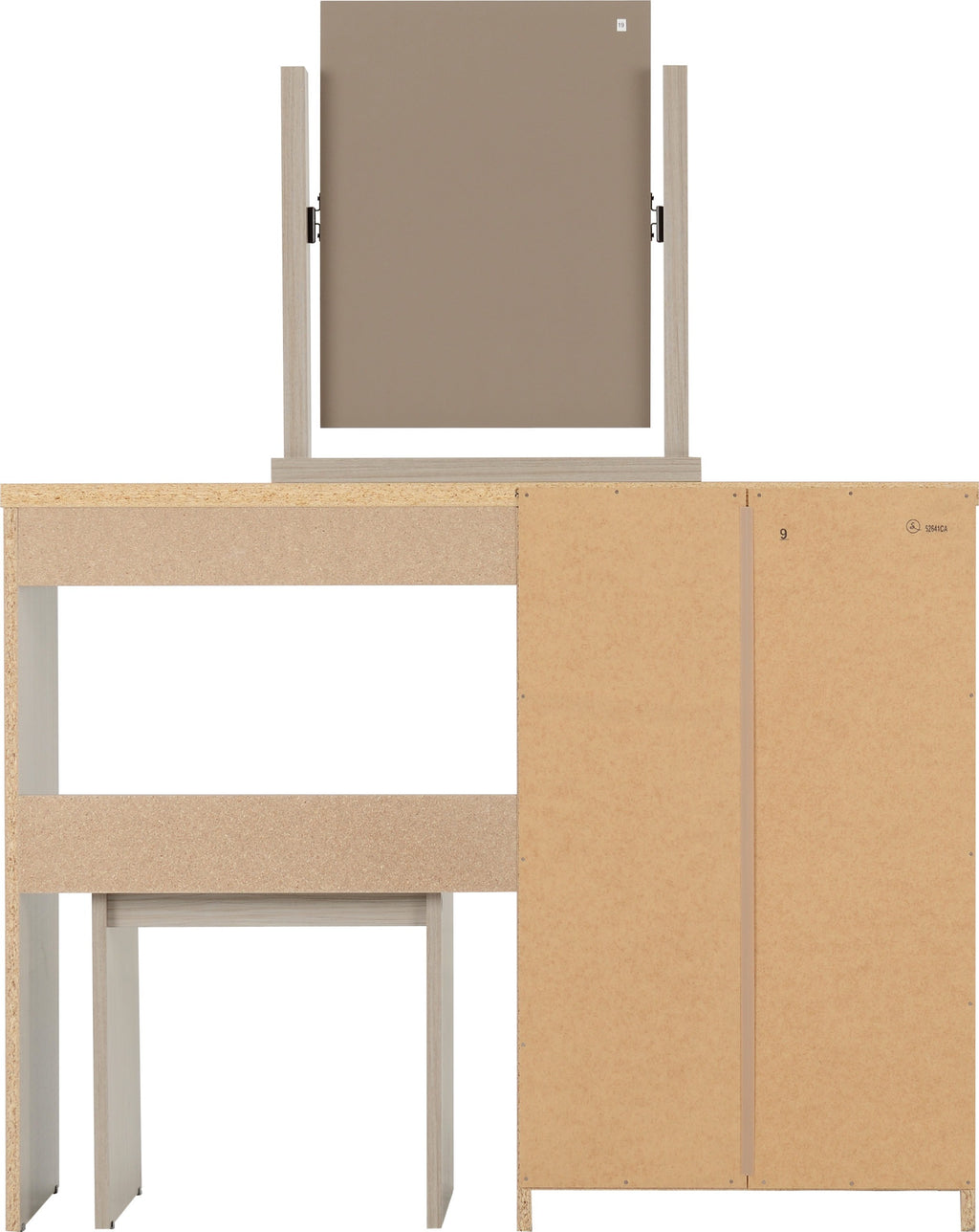 Nevada Dressing Table Set - Oyster Gloss/Light Oak Effect Veneer