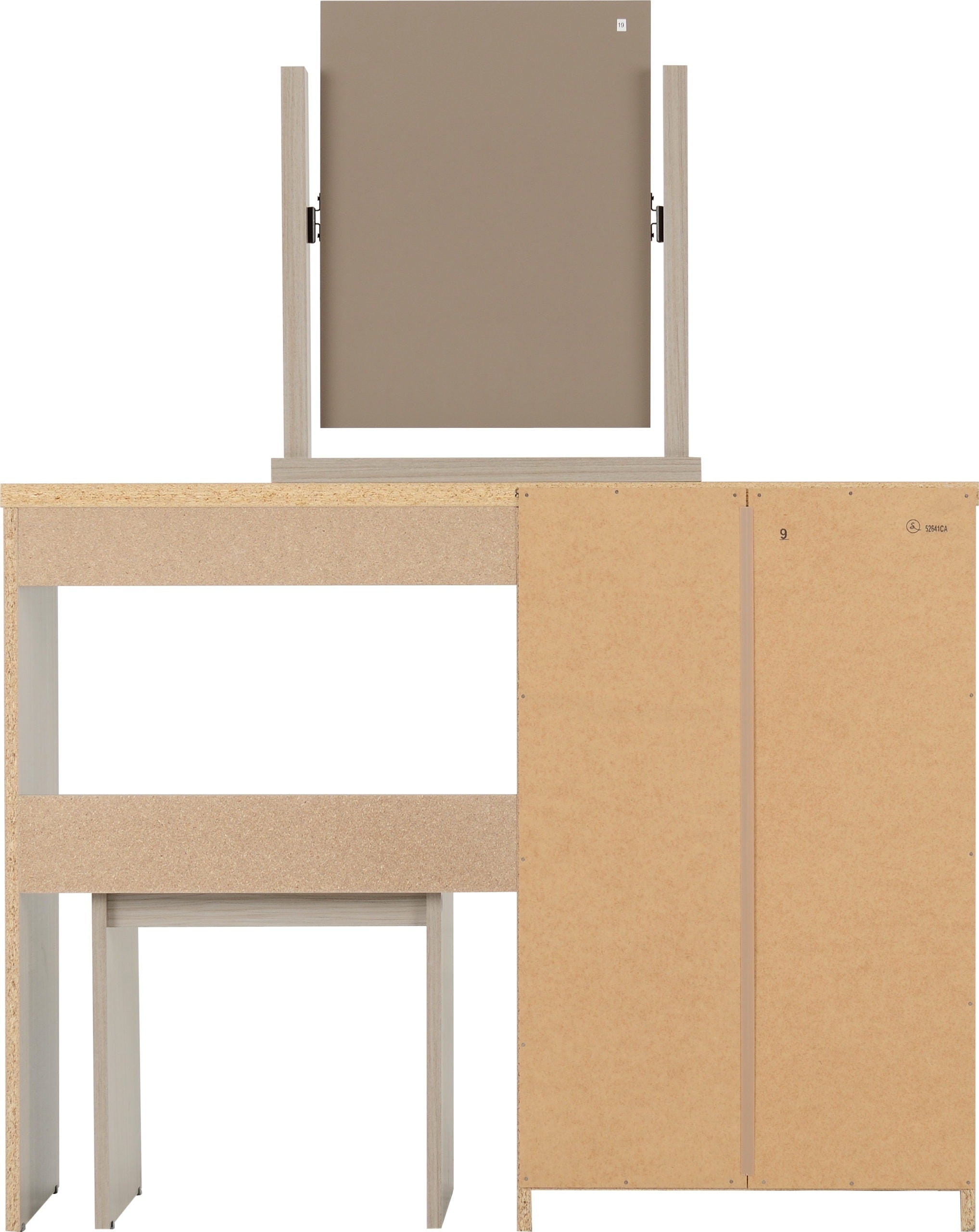 Nevada Dressing Table Set - Oyster Gloss/Light Oak Effect Veneer