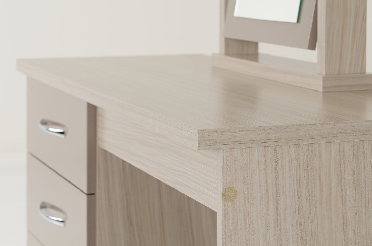 Nevada Dressing Table Set - Oyster Gloss/Light Oak Effect Veneer