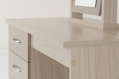 Nevada Dressing Table Set - Oyster Gloss/Light Oak Effect Veneer