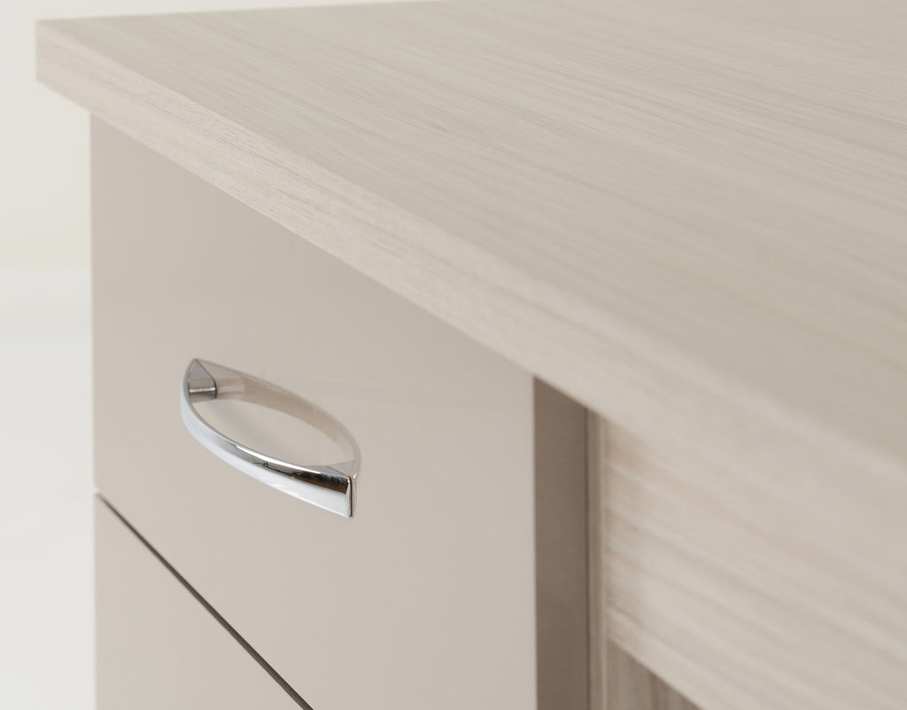 Nevada Dressing Table Set - Oyster Gloss/Light Oak Effect Veneer