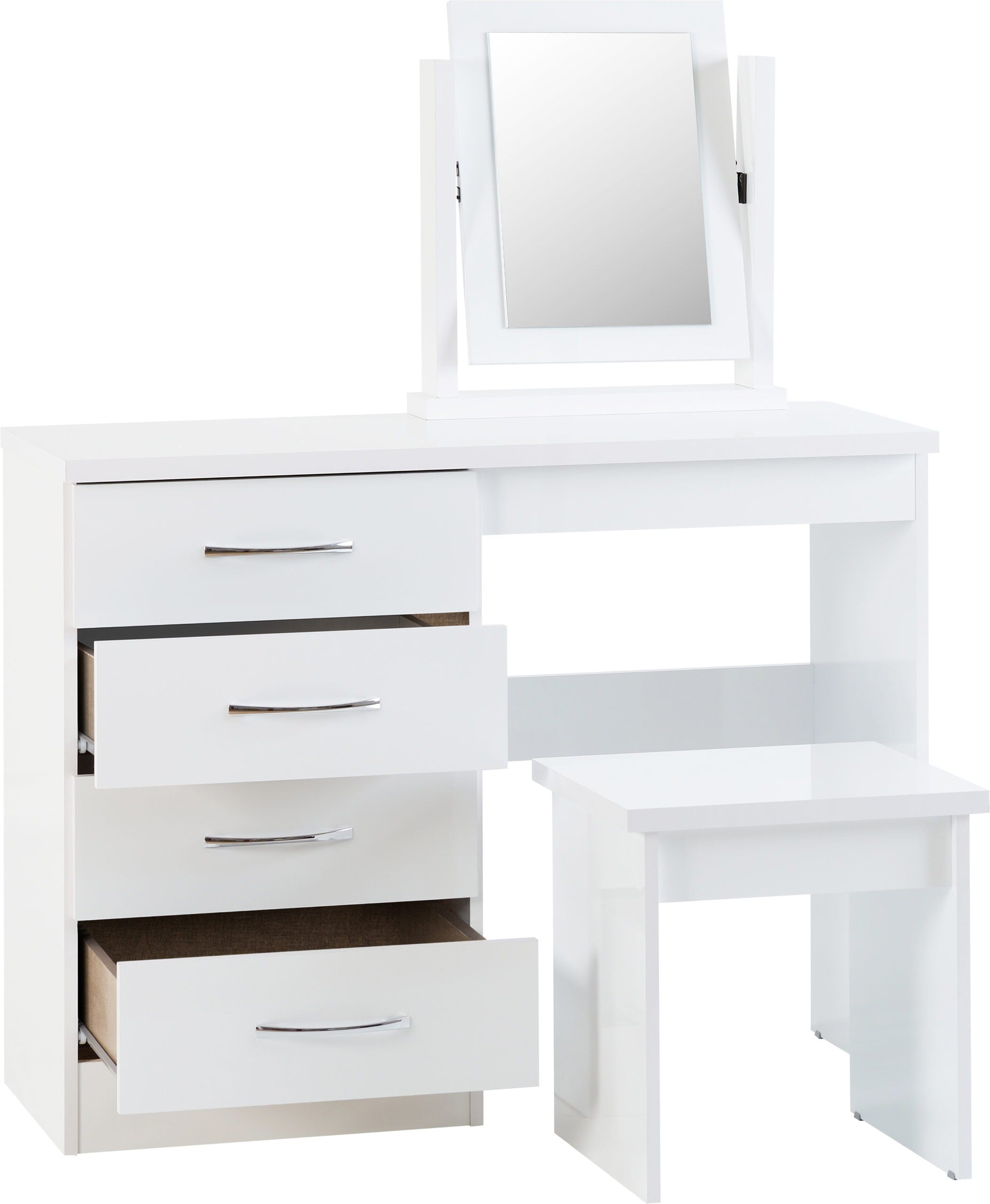 Nevada Dressing Table Set - White Gloss